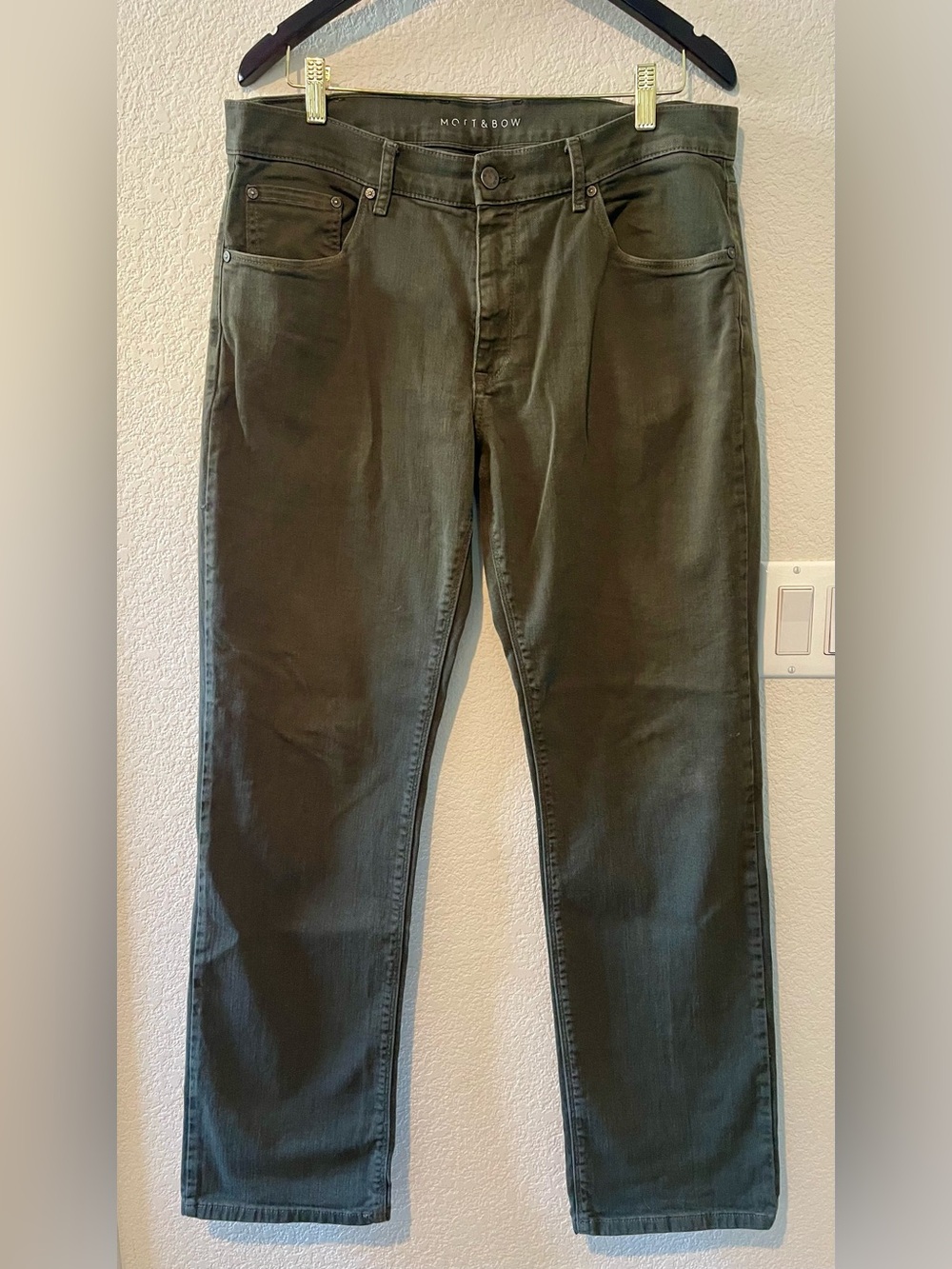 Men’s Mott & Bow Mercer Jeans Denim Twill 35x32 in Dark Grey/Green